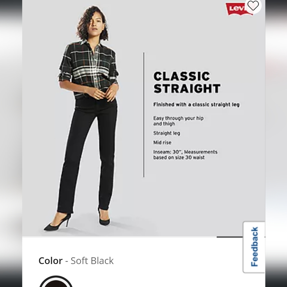 Levi's 505 Straight Jeans/Black/Size  6